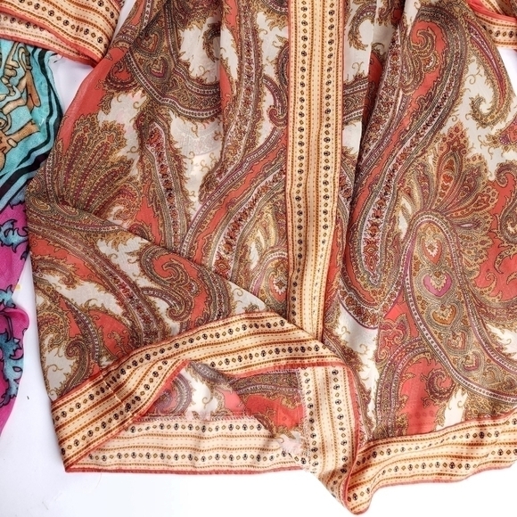 🔴 New York Company Sheer Brown Tan Orange Belted Dress Sz XL - Picture 3 of 10